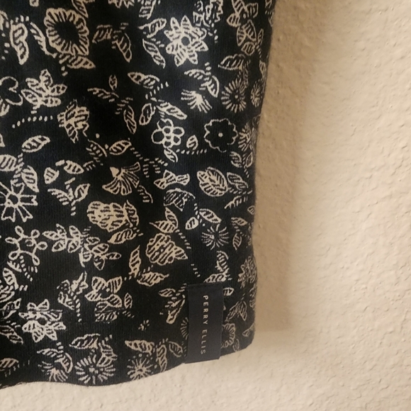 Perry Ellis Floral Pima Cotton Blend Black Polo Shirt Mens XXL - Picture 5 of 11